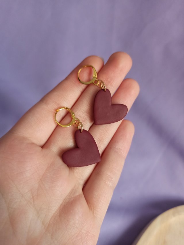 Kolczyki z gliny polimerowej serduszka