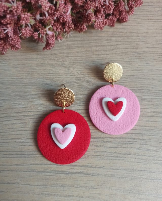 Kolczyki z gliny polimerowej serduszka