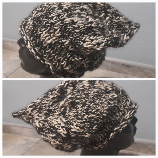 Wyprzedaż Black &white melanż czapka handmad