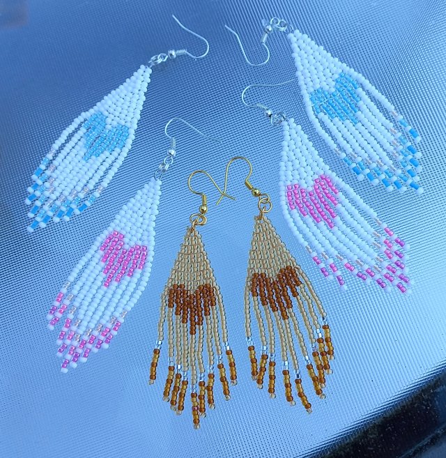 Walentynkowy zestaw 3 sztuk kolczyków z plecionym pierścionkiem gratis - serce handmade dla kobiety dziewczyny córki na walentynkowy prezent