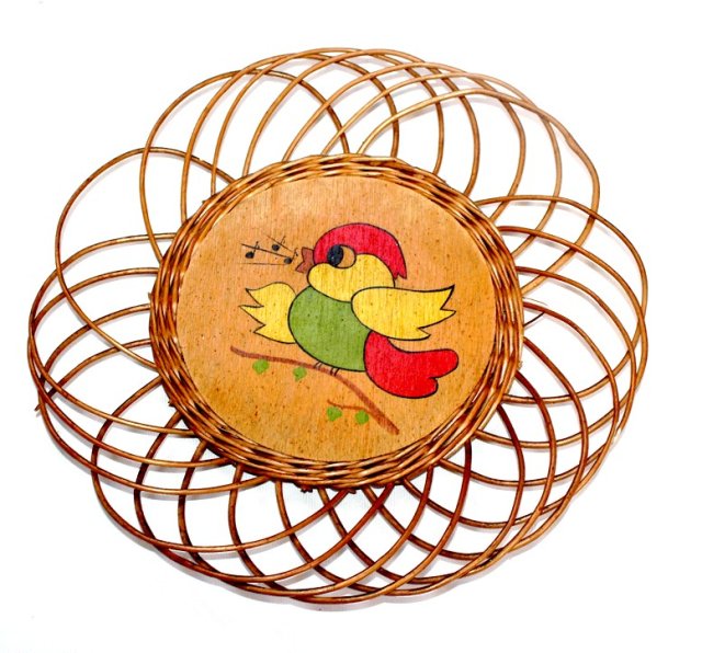 PTASZEK drewniany koszyczek patera PRL