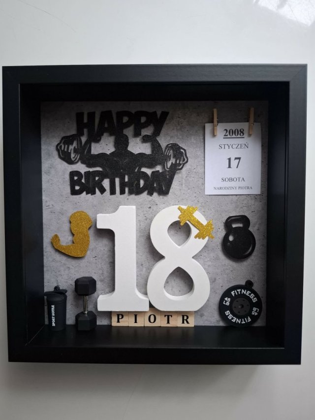Ramka na 18 urodziny personalizowana Prezent dla chłopaka Fitness siłownia