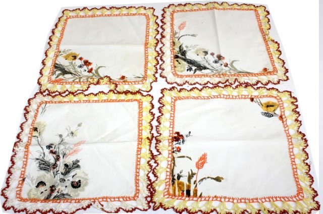 BAWEŁNIANE  RETRO serwetki PRL 4szt