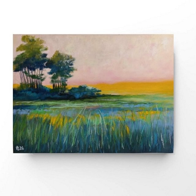 Pejzaż  - praca wykonana pastelami
