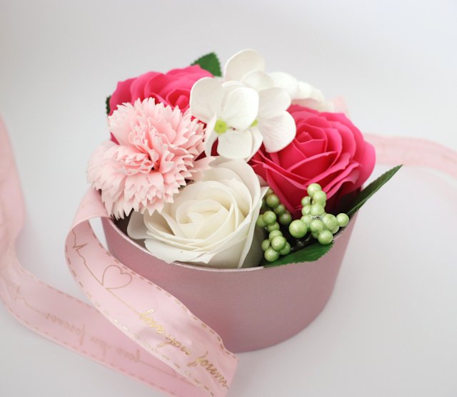 kwiaty mydlane - flower box różowy