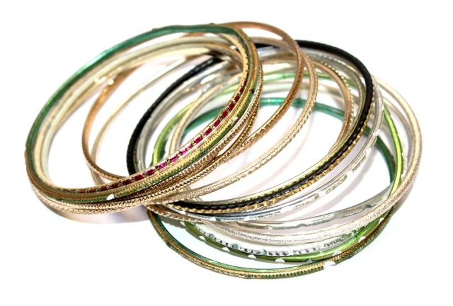 BOLLYWOOD  metalowe cienkie bransoletki 16szt