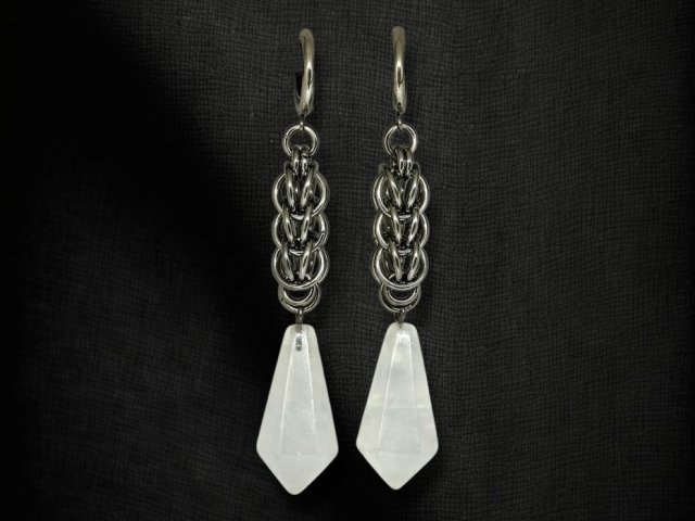 Kolczyki kwarcem górskim stal chirurgiczna gothic witchy fantasy goth