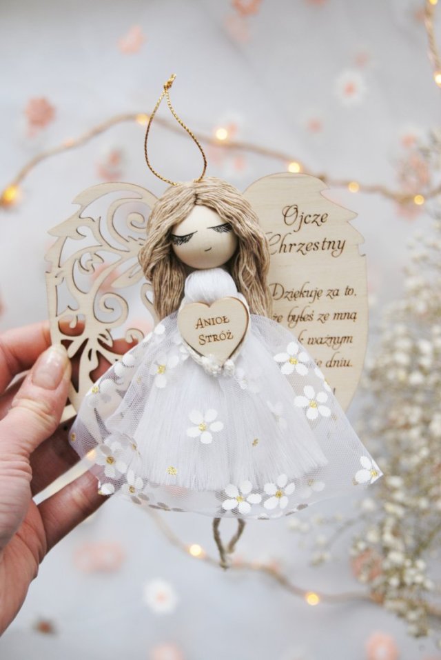 Podziękowanie dla chrzestnego ojca - aniołek z dedykacją