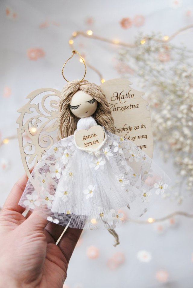 Podziękowanie dla chrzestnej matki - aniołek z dedykacją
