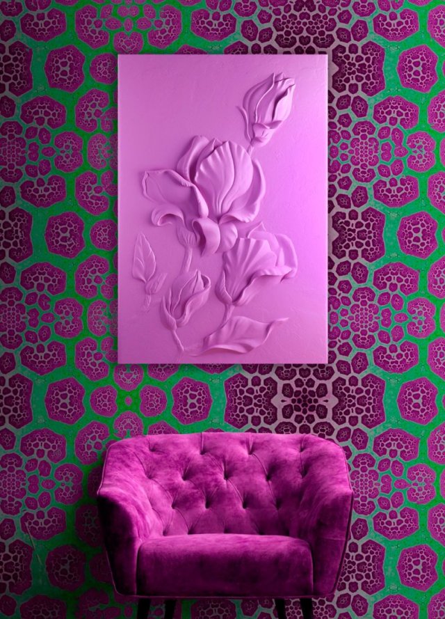 Magnolia - Gipsowa Płaskorzeźba. Obraz strukturalny