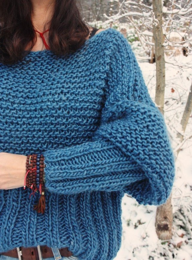 SWETER  HANDMADE MOHER Z WEŁNĄ