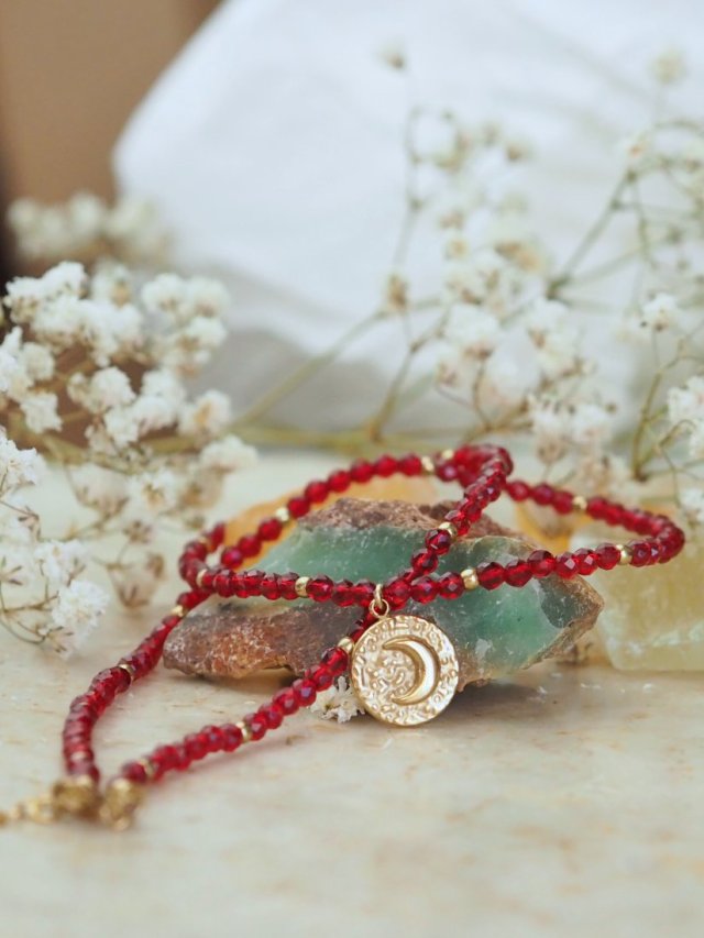 Choker z czerwonego spinela - ręcznie robiona biżuteria z kamieni naturalnych | DomilkowyDomek