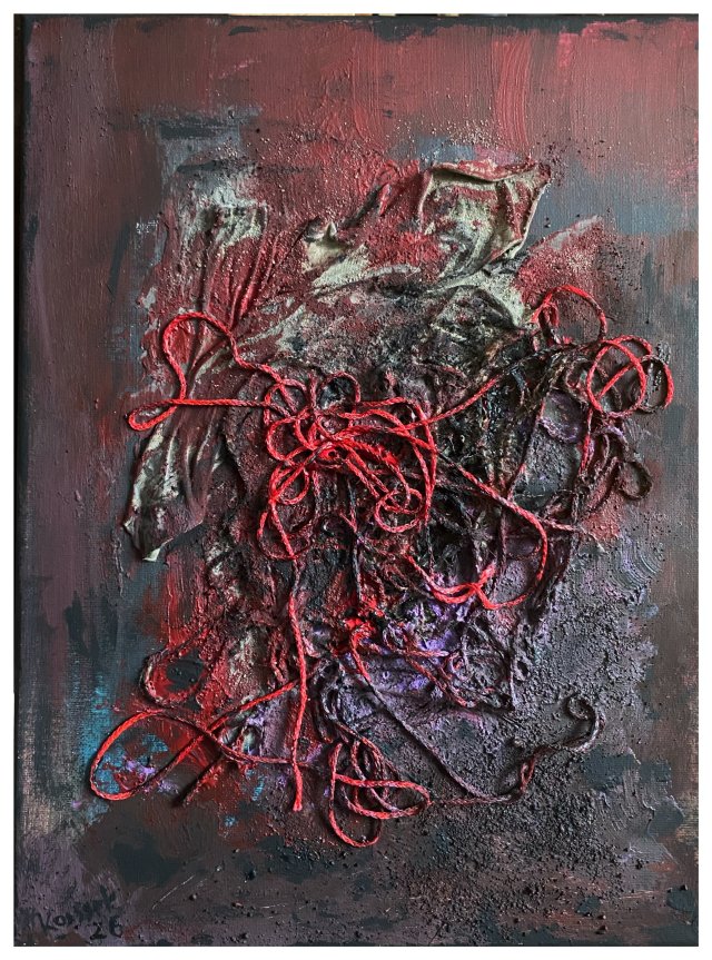 Struktury - Blizna (Structures - The Scar 40x30) - oryginalny obraz strukturalny na płótnie, abstrakcja, textured painting,abstract canvas wall art