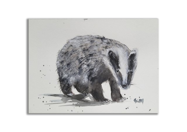 Obraz ręcznie malowany "Borsuk" +rama