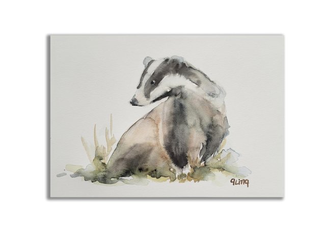 Obraz ręcznie malowany "Borsuk" +rama