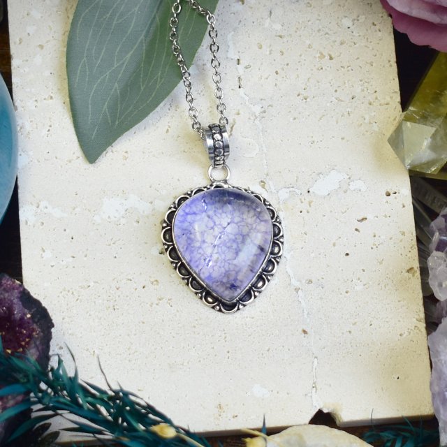 Posrebrzany miedziany wisiorek z kwarcem Snake Skin #703