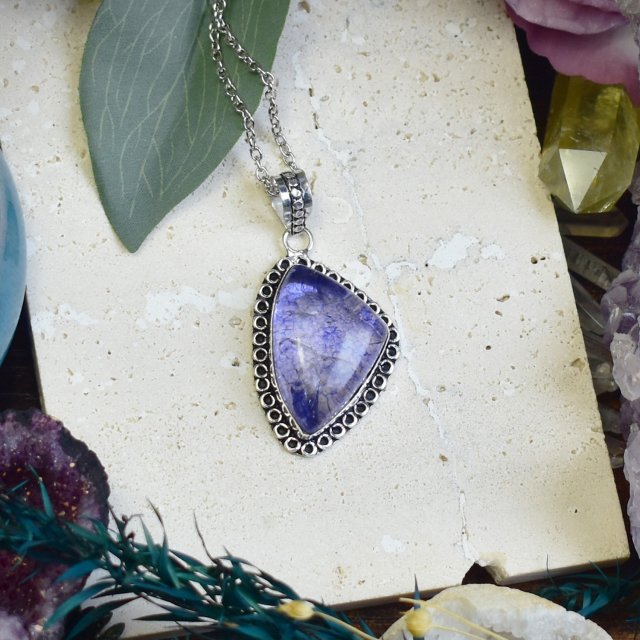 Posrebrzany miedziany wisiorek z kwarcem Snake Skin #708