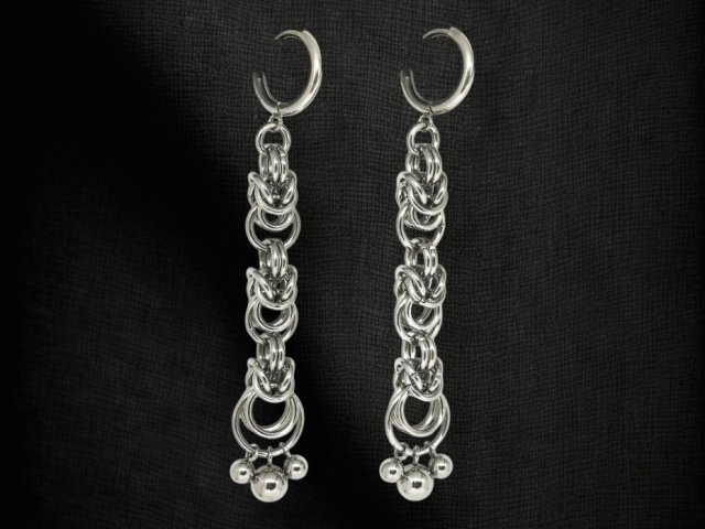 Kolczyki wiszące chainmaille stal chirurgiczna wodoodporne eleganckie