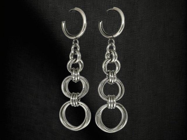 Kolczyki chainmaille stal chirurgiczna 6 cm goth industrial wodoodporne