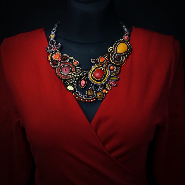 Autumn - duży naszyjnik soutache