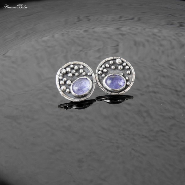 Kolczyki srebrne wkrętki z tanzanitem