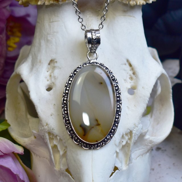 Posrebrzany miedziany wisiorek z agatem Montana #811