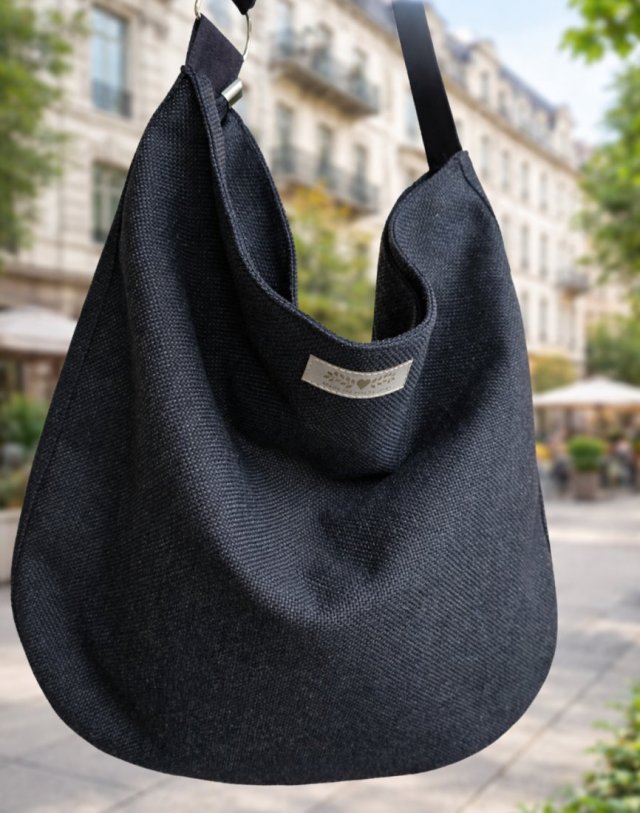 Duża damska XXL torba boho worek shopper czarna