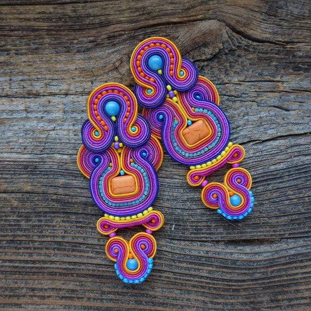 Duże orientalne kolczyki soutache