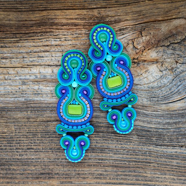 Duże orientalne kolczyki soutache