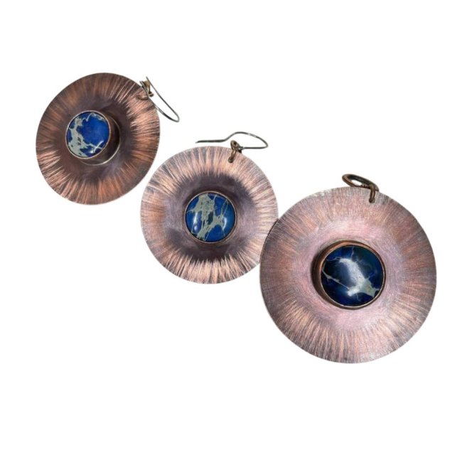 Miedziany komplet z jaspisem cesarskim c1261