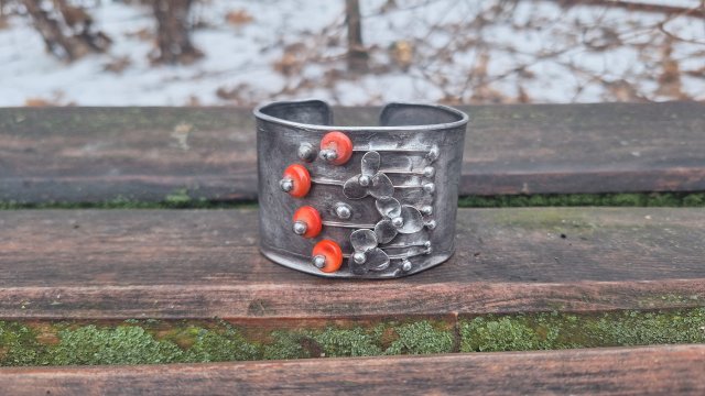 Pomarańczowe maki - bransoletka