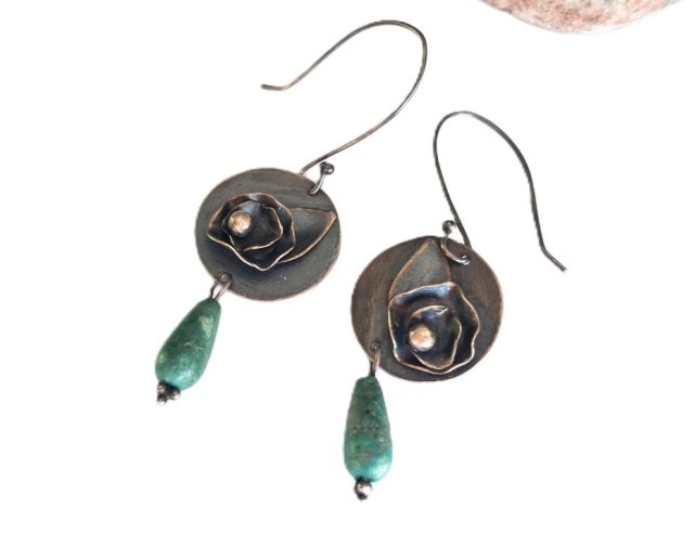 METALOPLASTYKA SREBRO I TURKUS - KOLCZYKI OD PROJEKTANTKI