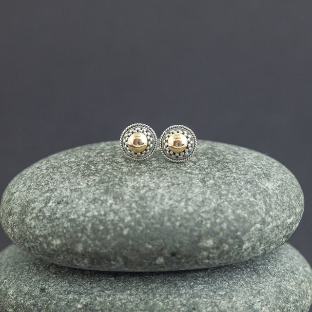 Srebrne kolczyki ze złotem 18K