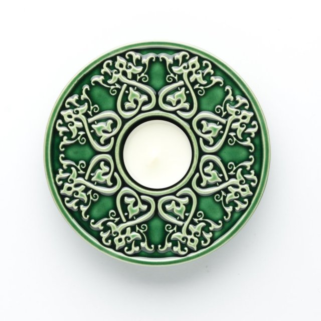 Ceramiczny lampion od serca, zieleń butelkowa, w pudełku prezentowym