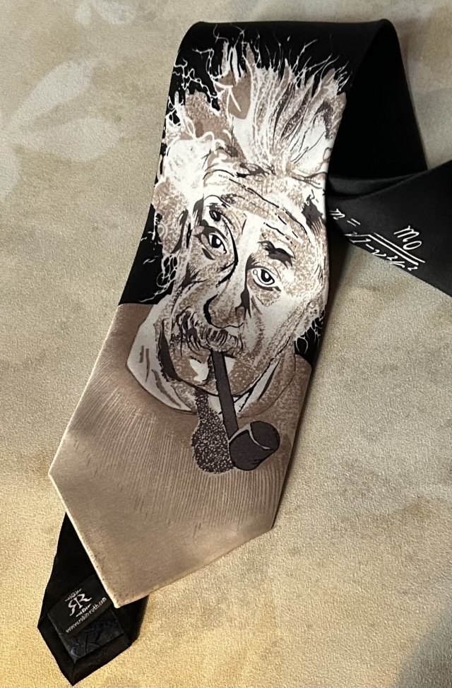 Nowy firmowy 100 % silk  ROBIN RUTH i Albert Einstein - KRAWAT 100 % JEDWAB