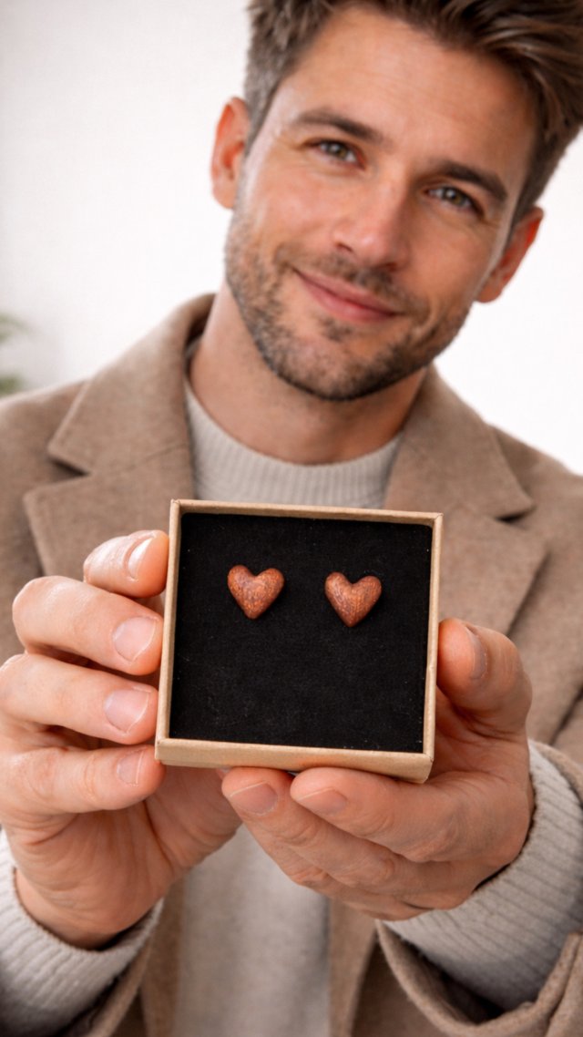 Kolczyki serduszka drewno egzotyczne