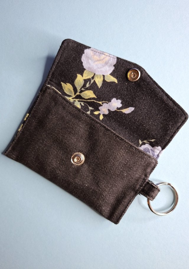 Mini Etui na Słuchawki Klucze Karty Portfelik zerowaste - jeans i róże