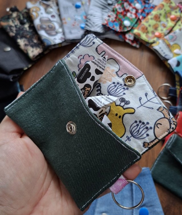 Mini Etui na Słuchawki Klucze Karty Portfelik zerowaste - jeans i małe zoo