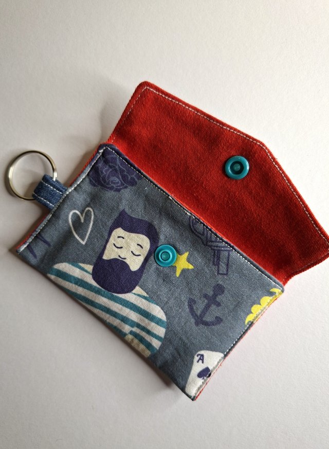 Mini Etui na Słuchawki Klucze Karty Portfelik zerowaste - jeans i marynarz