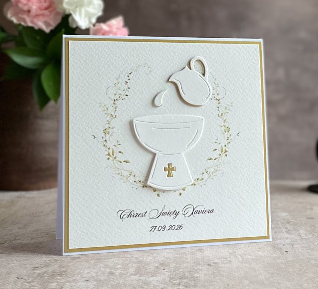 Kartka na chrzest w ozdobnej kopercie, C 56