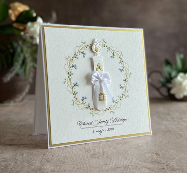 Kartka na chrzest w ozdobnej kopercie, C 72