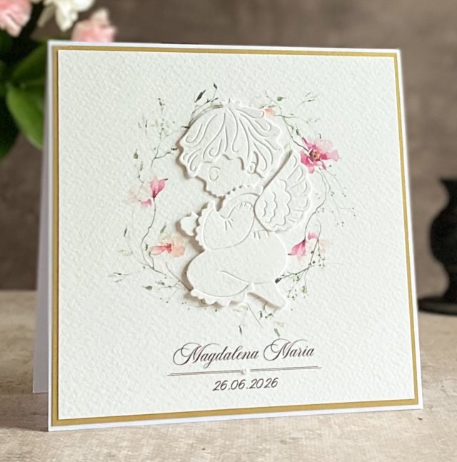 Kartka na chrzest w ozdobnej kopercie, C 73