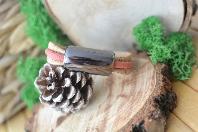 BRANSOLETKA Z KORKA I CERAMIKI TUNEO II