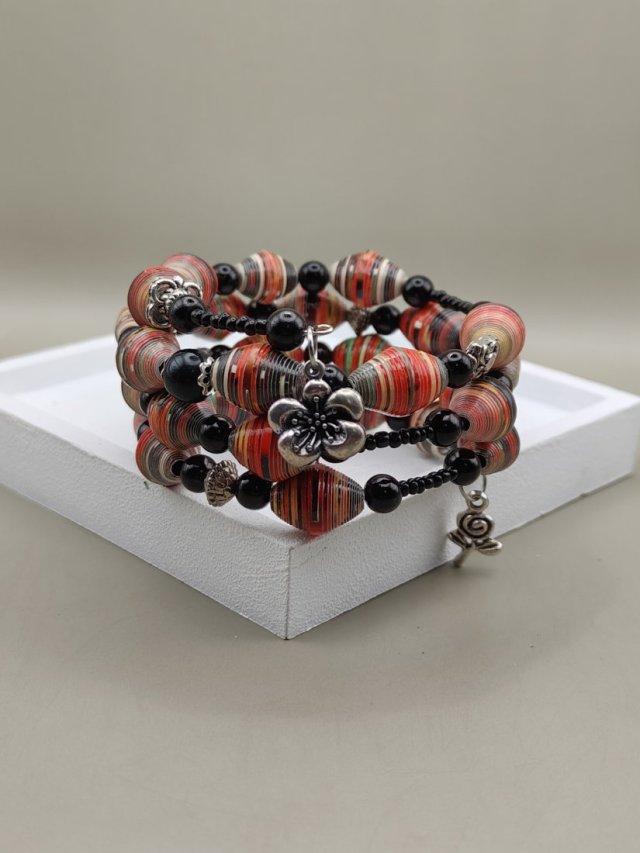 Bransoletka Ognisty Kwiat – wielowarstwowa z papierowych koralików