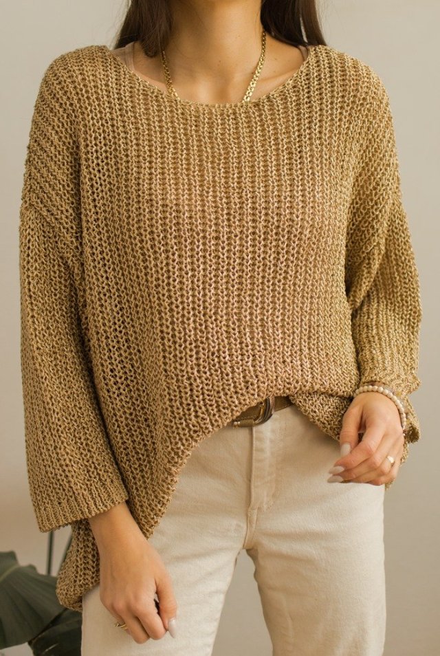 beżowy sweter ażurowy XXL