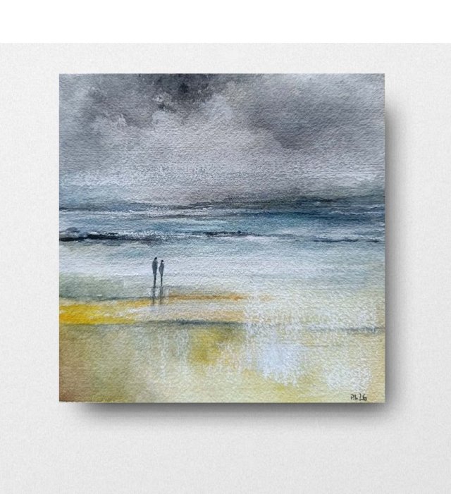 Na plaży  - akwarela