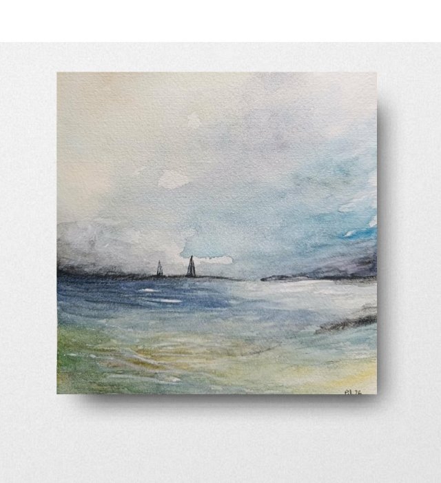 Na morzu  - akwarela