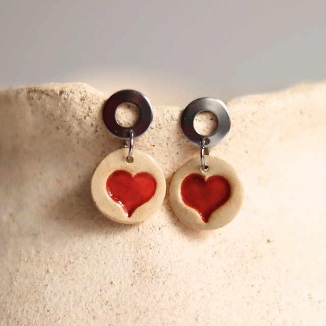 Kolczyki ceramika serce