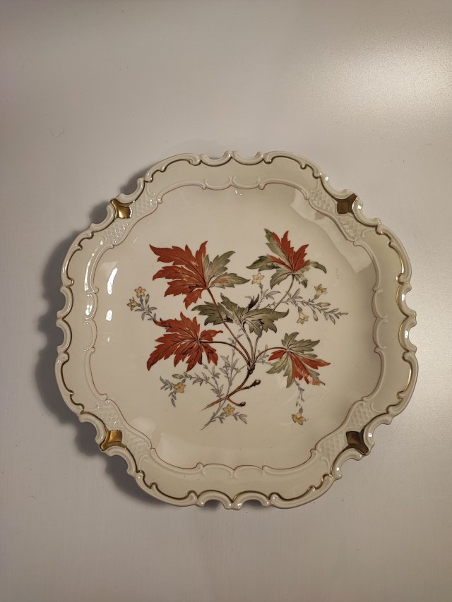 Duży talerz porcelanowy Reichenbach Germany 31 cm, złocenia, vintage lata 60–80