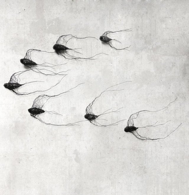 Instalacja z metalu nr XVIII - ptaki w kluczu (7 sztuk)